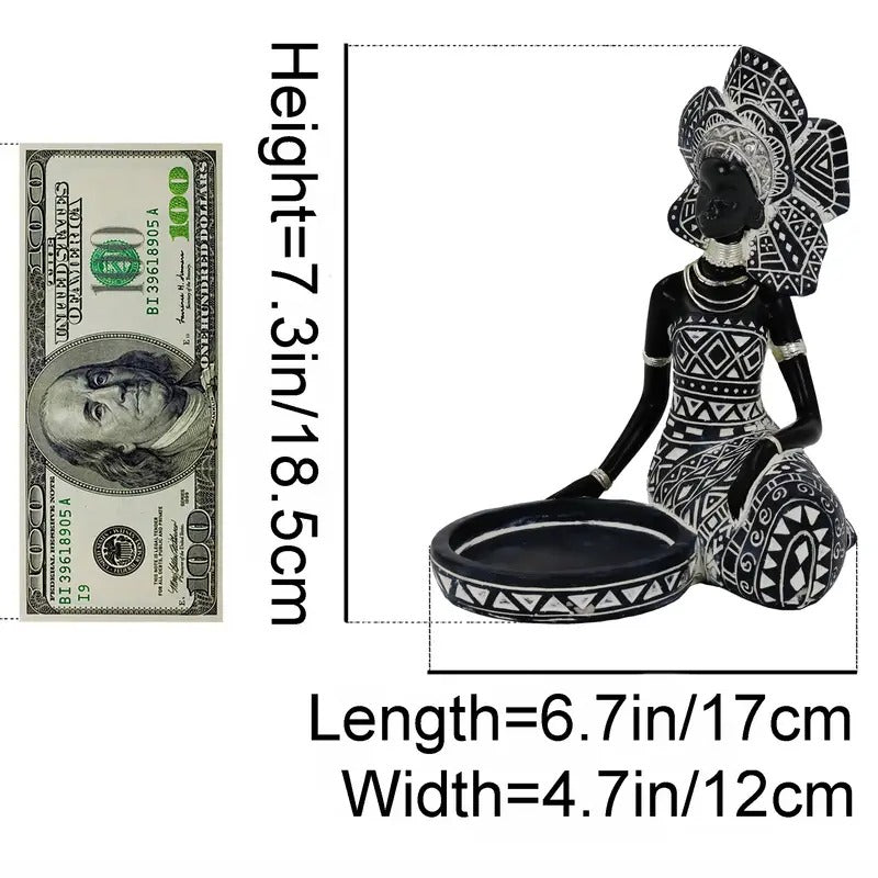 1pc Exquisite African Lady Figurine Candle Holder - Tribal Totem Decor, Candlestick Holder for Wedding, Church, Holiday, Home and Table Decor - Unique African Decorative Women Statues for Cultural Ambiance