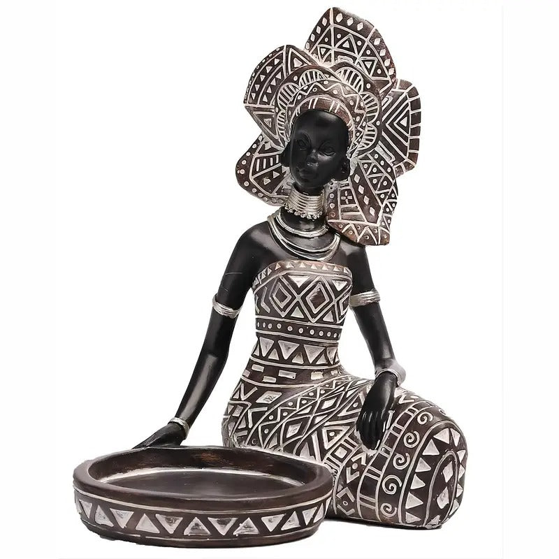 1pc Exquisite African Lady Figurine Candle Holder - Tribal Totem Decor, Candlestick Holder for Wedding, Church, Holiday, Home and Table Decor - Unique African Decorative Women Statues for Cultural Ambiance
